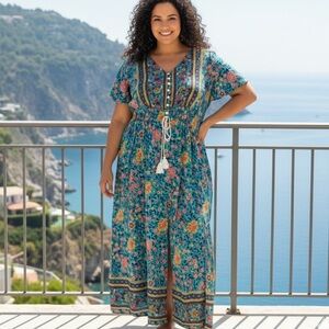 Women’s Floral Bohemian Maxi Dress Size XXL